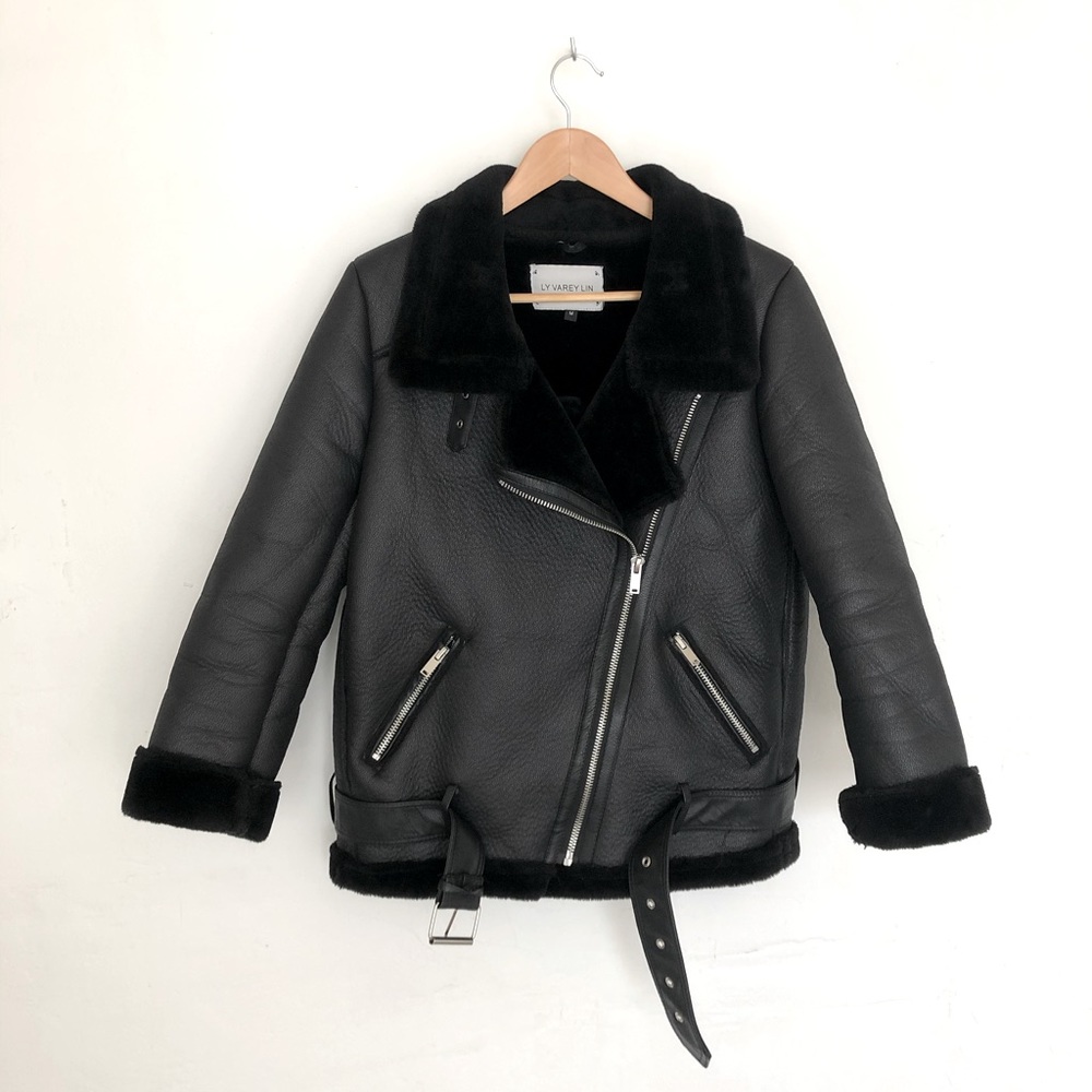Faux Leather Aviator Jacket